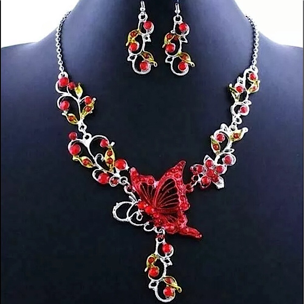 Betsey Johnson Butterfly Earring & Necklace Set
